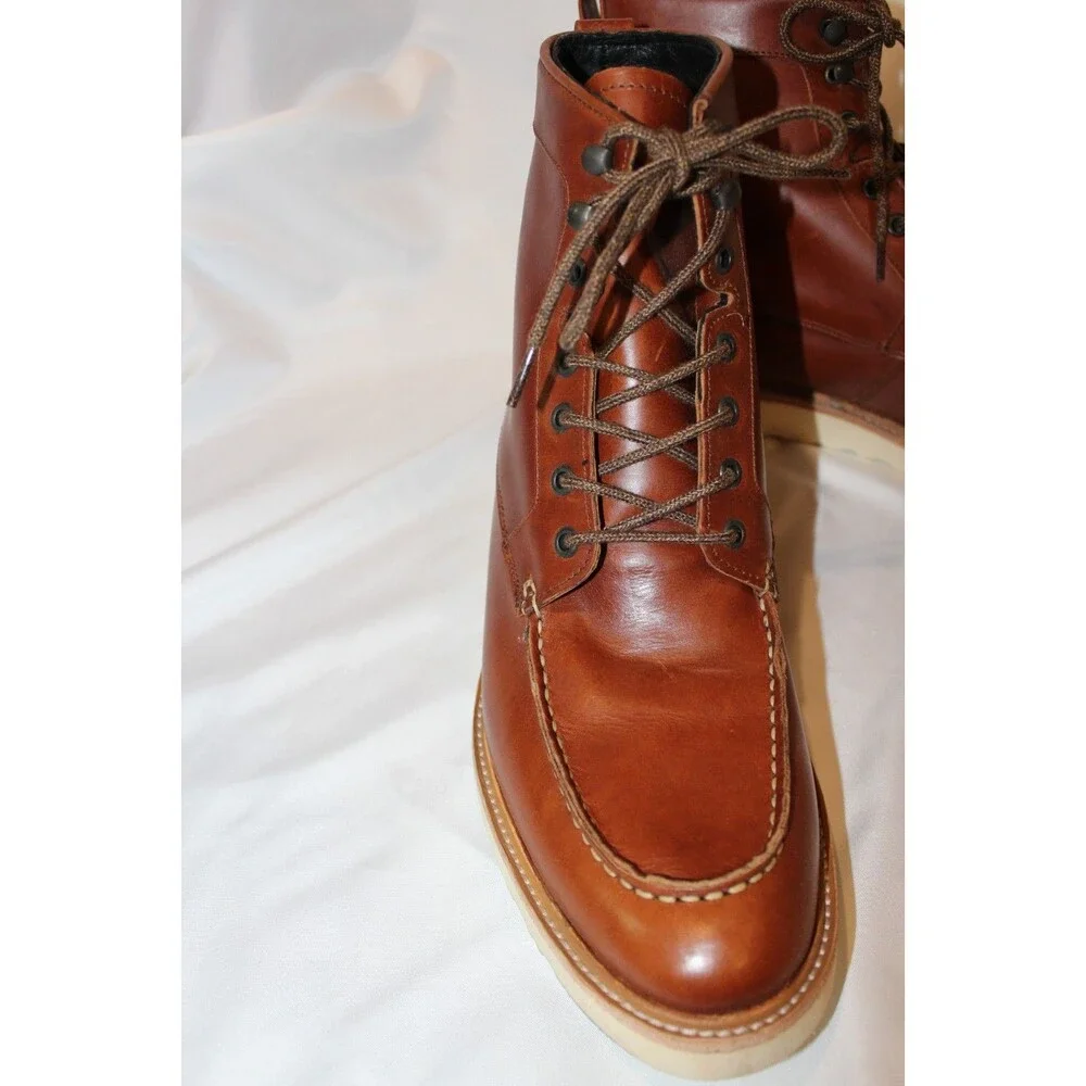 NISOLO‎ MEN'S EVERYDAY LACE UP LEATHER BOOTS BRANDY SZ 8 $280 NIB